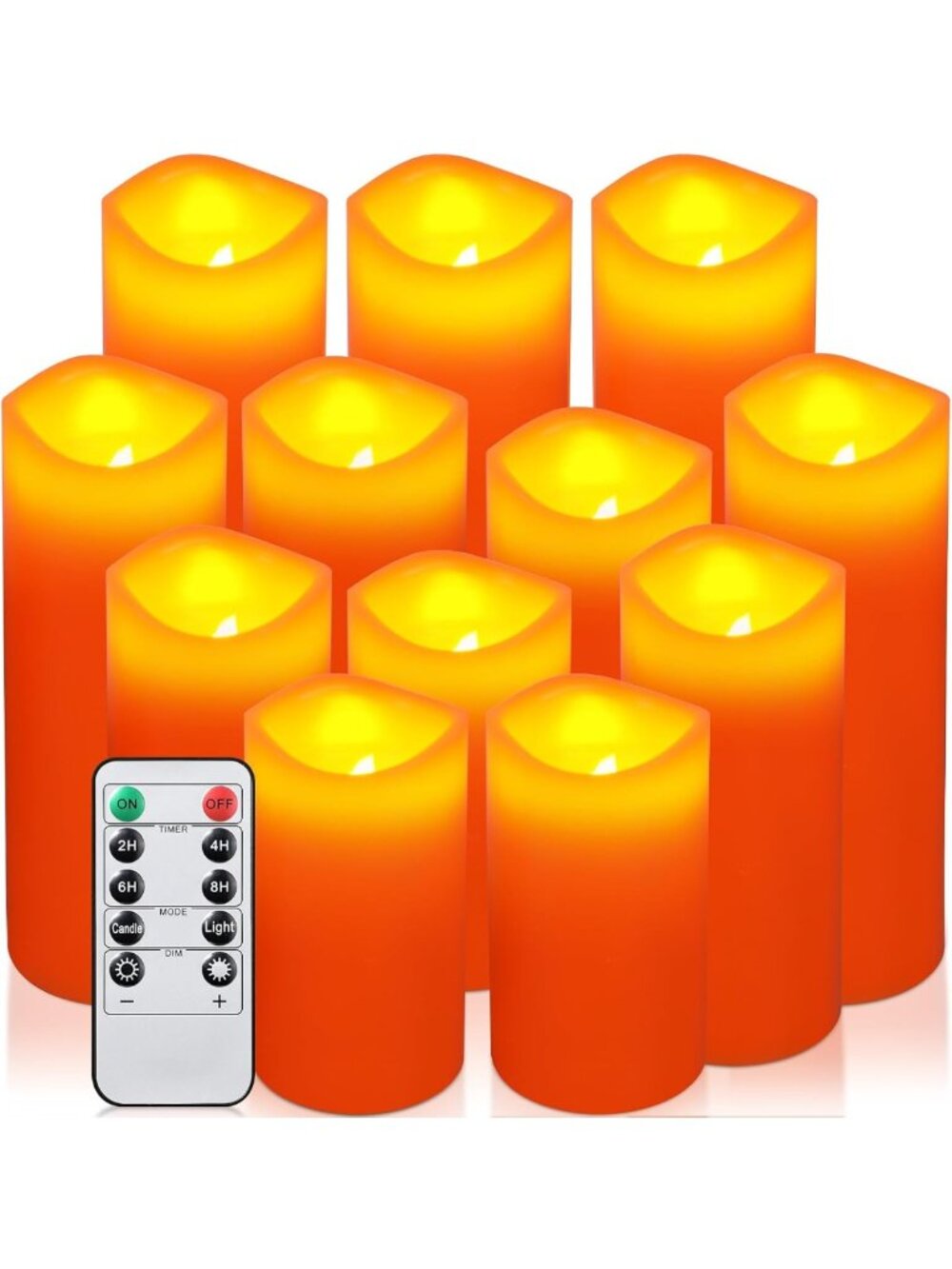 12 Pcs Battery Operated Flameless LED Candles with Remote & Timer - Real Wax